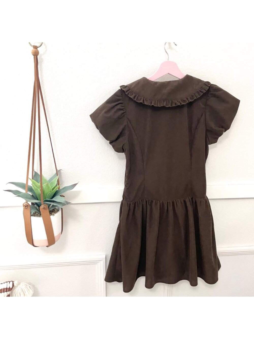 Lisa Says Gah Nellie Dress in Brown Size S Peter Pan Collar - Picture 7 of 8